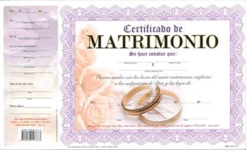 Certificado de Matrimonio pqt. de 15
