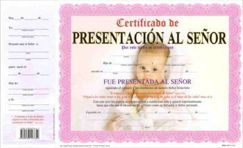 Certificado de Presentacion – Niña pqt. de 15