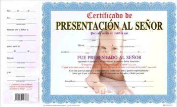 Certificado de Presentacion – Niño pqt. de 15