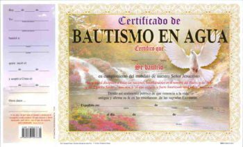 Certificado de Bautismo pqt. de 15